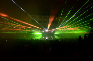 Outdoor laser shows can be presented as a stand-alone highlight
