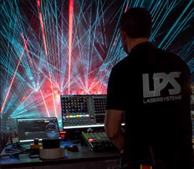 Laser show operator at the control desk