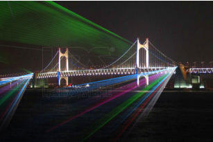 Outdoor / Openair Laser shows from Busan Gwangan Grand Bridge in South Korea