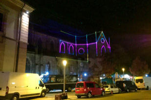 Laser show, laser mapping at the city festival of Buehl