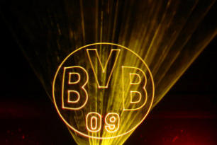 Beam show and logos for the football BVB vs Hertha BSC in Dortmund