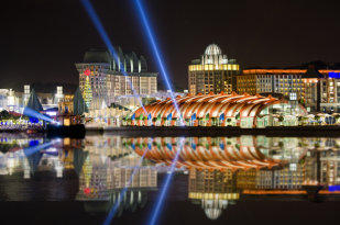Beam show and laser graphics in Thyphoon Theatre, Sentosa Island, Singapore